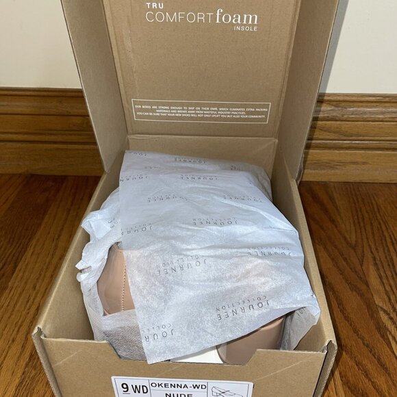 Journee Collection Wide Okenna Pumps Square Toe Mary Jane Nude - Picture 2 of 6